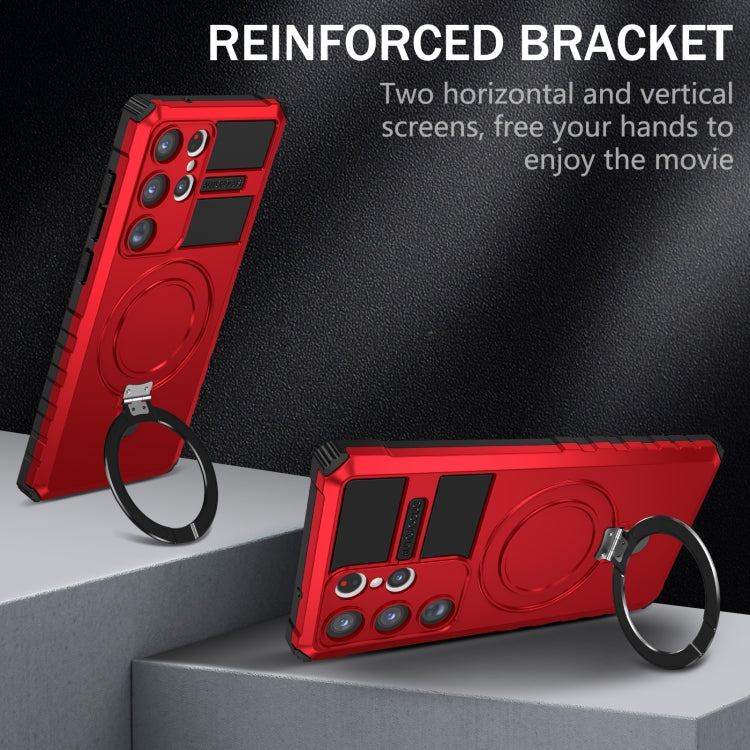For Samsung Galaxy S23 Ultra 5G MagSafe Magnetic Holder Phone Case(Red) - Galaxy S23 Ultra 5G Cases by PMC TechLife | Online Shopping South Africa | PMC TechLife
