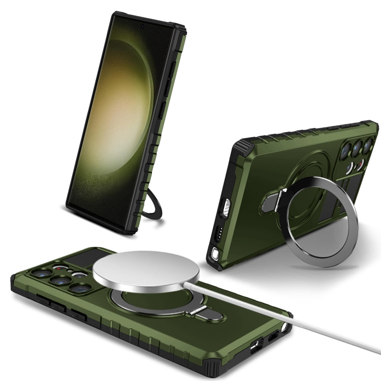 For Samsung Galaxy S23 Ultra 5G MagSafe Magnetic Holder Phone Case(Green) - Galaxy S23 Ultra 5G Cases by PMC TechLife | Online Shopping South Africa | PMC TechLife