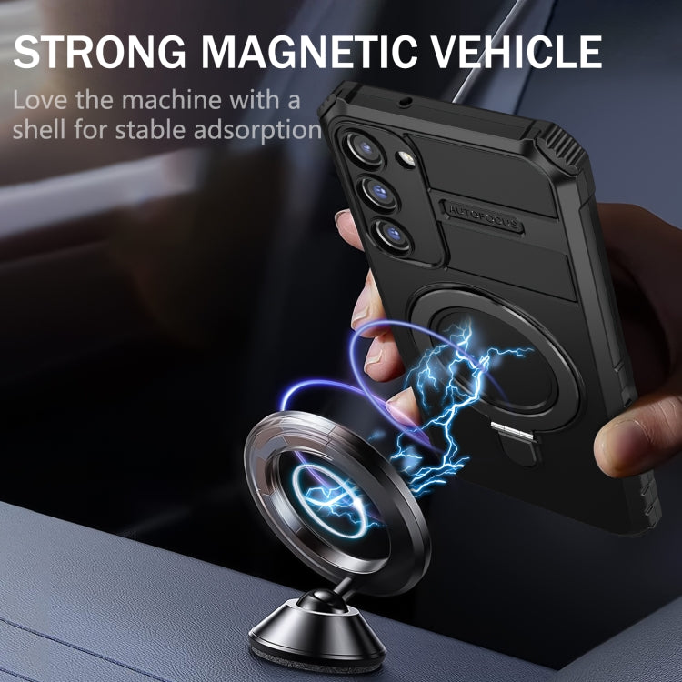 For Samsung Galaxy S23 5G MagSafe Magnetic Holder Phone Case(Black)