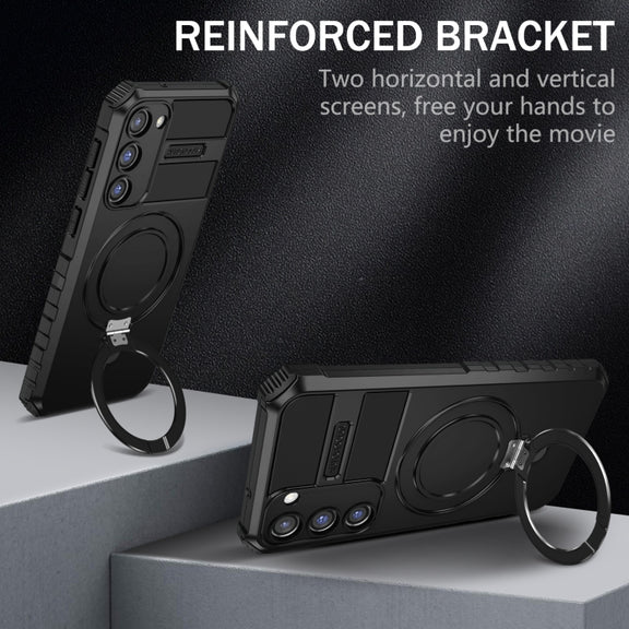 For Samsung Galaxy S23 5G MagSafe Magnetic Holder Phone Case(Black)