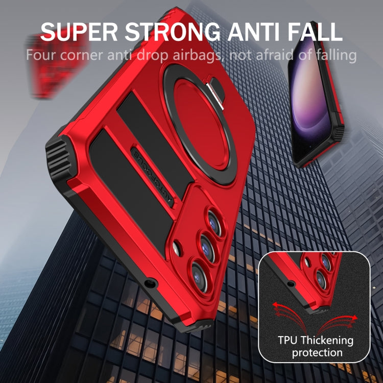 For Samsung Galaxy S23 5G MagSafe Magnetic Holder Phone Case(Red) - Galaxy S23 5G Cases by PMC TechLife | Online Shopping South Africa | PMC TechLife