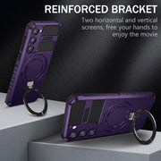 For Samsung Galaxy S23 5G MagSafe Magnetic Holder Phone Case(Purple)