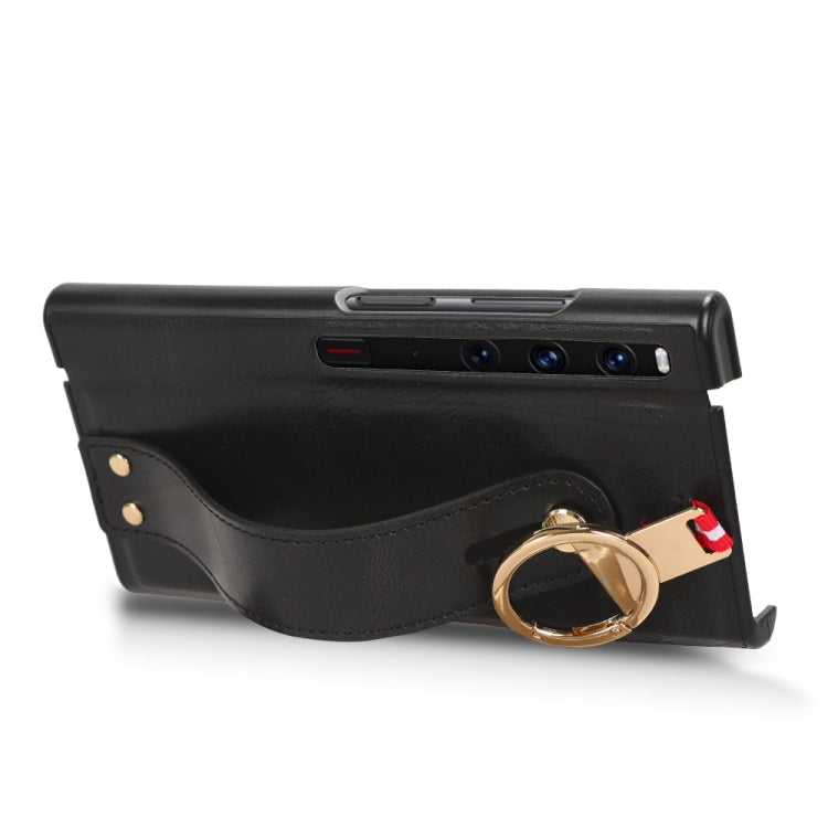 For Huawei Mate Xs 2 Wristband Leather Back Phone Case(Black)