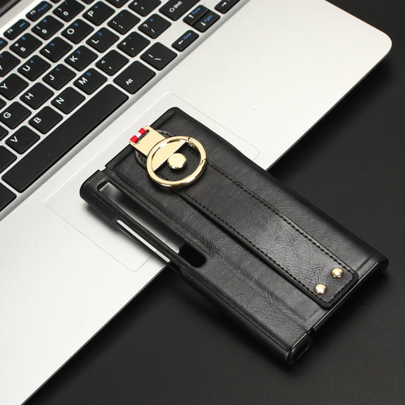 For Huawei Mate Xs 2 Wristband Leather Back Phone Case(Black)