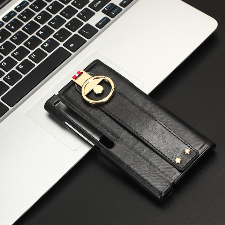 For Huawei Mate Xs 2 Wristband Leather Back Phone Case(Black)