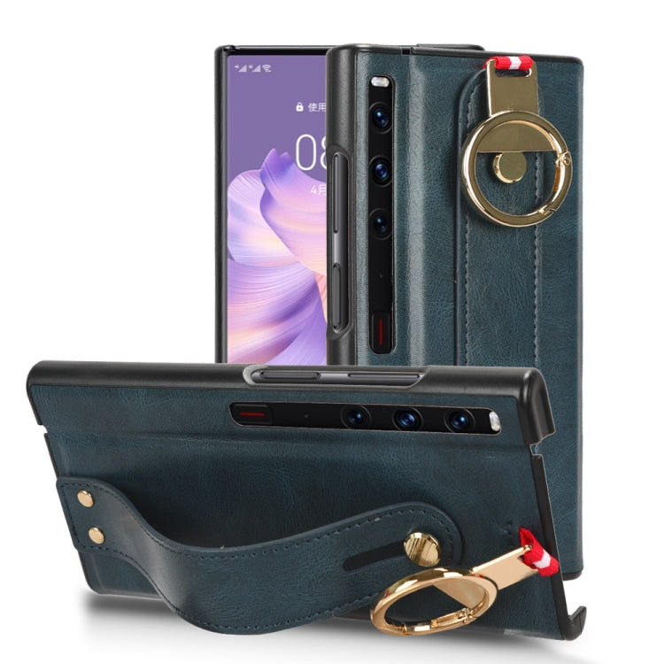 For Huawei Mate Xs 2 Wristband Leather Back Phone Case(Blue) - free shipping - PMC TechLife - Order now!