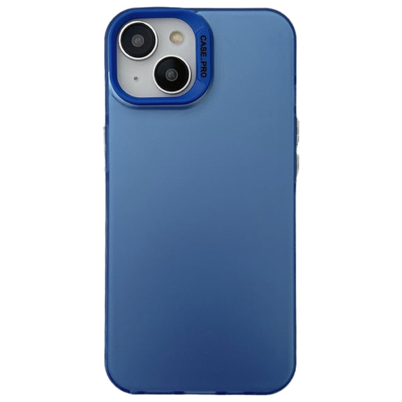 For iPhone 13 Semi Transparent Frosted PC Phone Case(Blue)