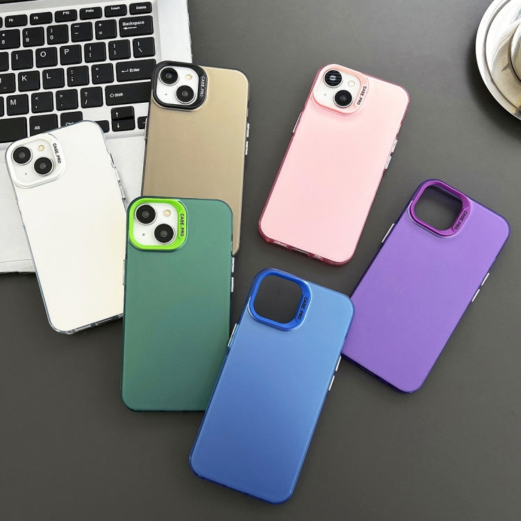 For iPhone 14 Plus Semi Transparent Frosted PC Phone Case(Blue)