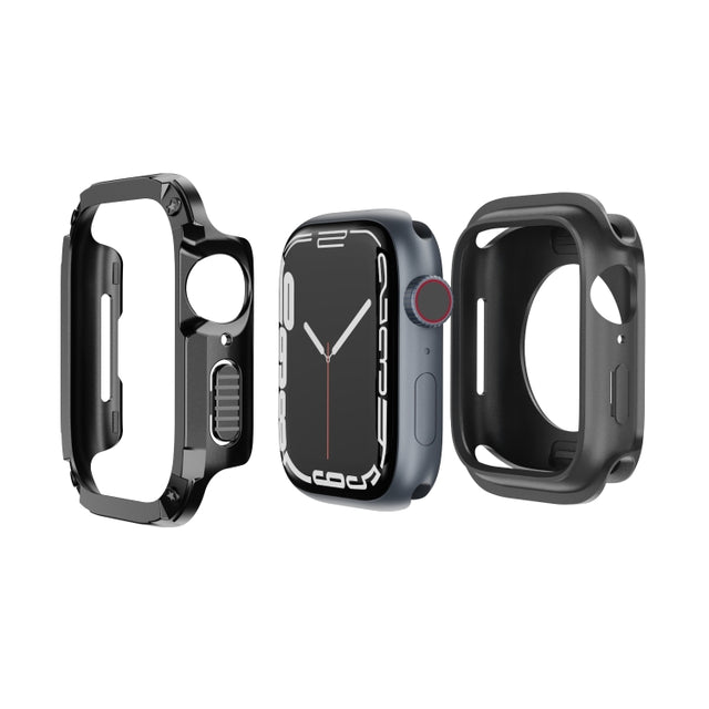 For Apple Watch Series 6 / 5 / 4 / SE 44mm 2-in-1 PC Hybrid TPU Armor Watch Case(Black)