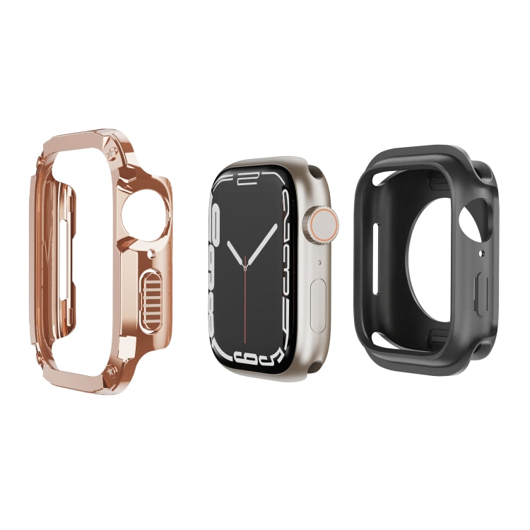 For Apple Watch Series 6 / 5 / 4 / SE 44mm 2-in-1 PC Hybrid TPU Armor Watch Case(Rose Gold) - Watch Cases by PMC TechLife | Online Shopping South Africa | PMC TechLife