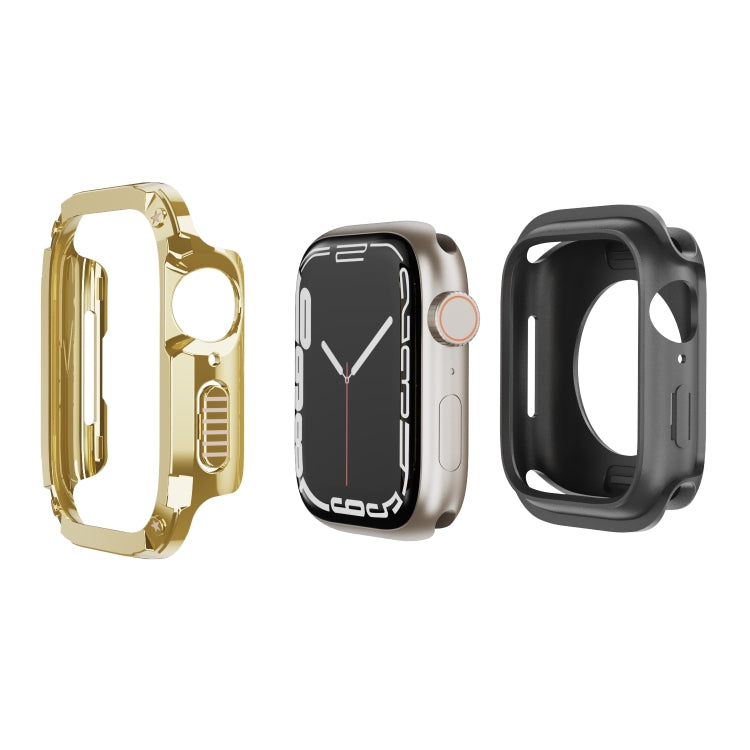 For Apple Watch Series 6 / 5 / 4 / SE 44mm 2-in-1 PC Hybrid TPU Armor Watch Case(Gold) - Watch Cases by PMC TechLife | Online Shopping South Africa | PMC TechLife