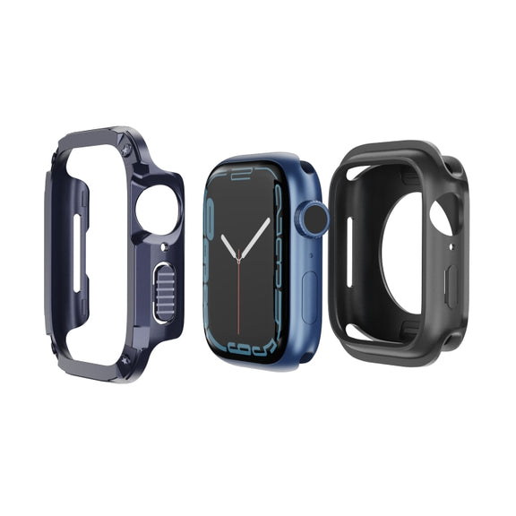 For Apple Watch Series 6 / 5 / 4 / SE 44mm 2-in-1 PC Hybrid TPU Armor Watch Case(Midnight Blue)