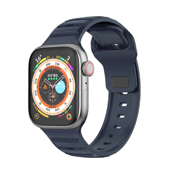 For Apple Watch 8 41mm Dot Texture Fluororubber Watch Band(Midnight Blue)