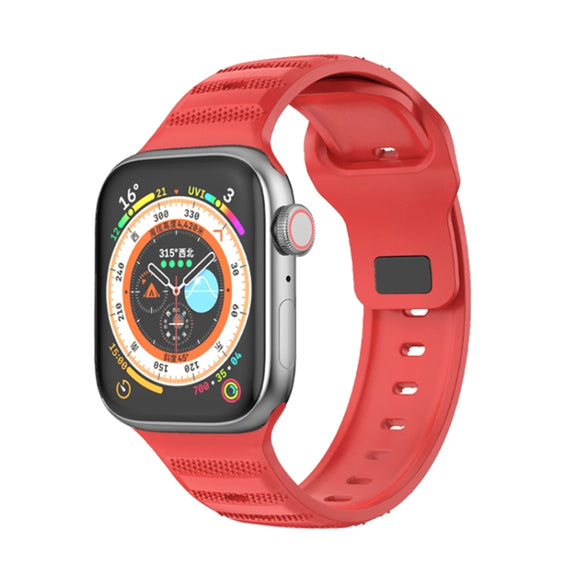 For Apple Watch 7 41mm Dot Texture Fluororubber Watch Band(Red)