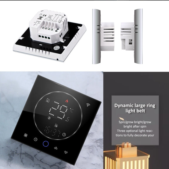 BHT-008GBLW 95-240V AC 16A Smart Home Electric Heating LED Thermostat With WiFi(Black)
