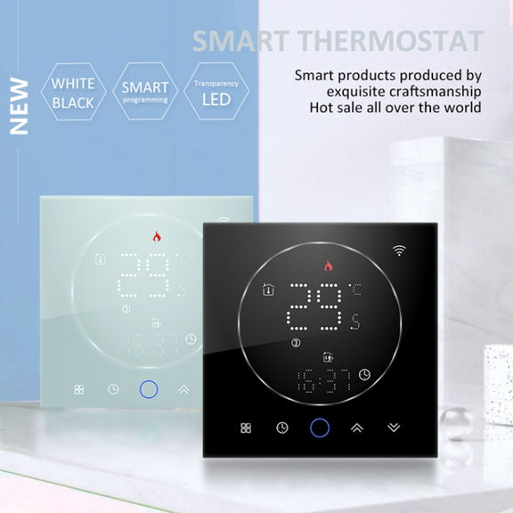 BHT-008GBLW 95-240V AC 16A Smart Home Electric Heating LED Thermostat With WiFi(Black)