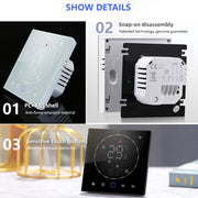 BHT-008GBLW 95-240V AC 16A Smart Home Electric Heating LED Thermostat With WiFi(Black)