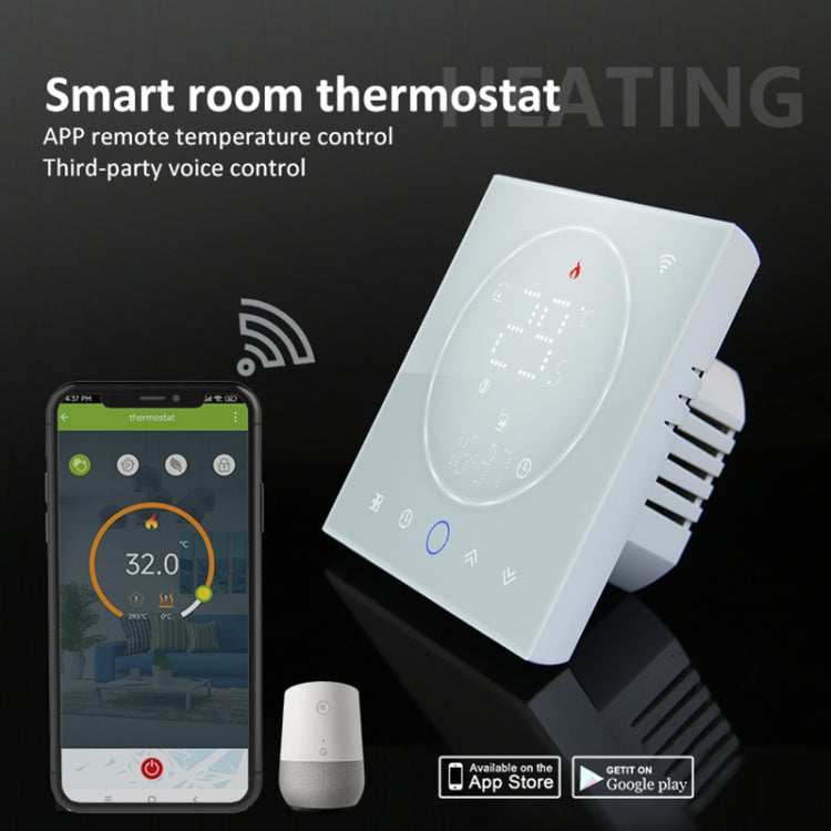 BHT-008GALW 95-240V AC 5A Smart Home Water Heating LED Thermostat With WiFi(White)