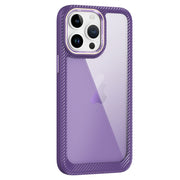 For iPhone 13 Pro Carbon Fiber Transparent Back Panel Phone Case(Purple)