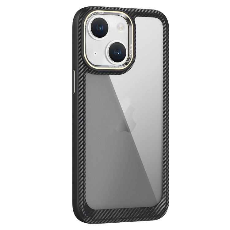 For iPhone 14 Carbon Fiber Transparent Back Panel Phone Case(Black + Transparent Black) - free shipping - PMC TechLife - Order now!