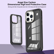 For iPhone 14 Pro Max Carbon Fiber Transparent Back Panel Phone Case(Green)