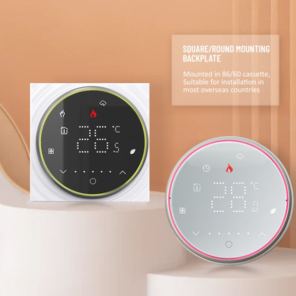 BHT-6001GAL 95-240V AC 5A Smart Round Thermostat Water Heating LED Thermostat Without WiFi(Black)