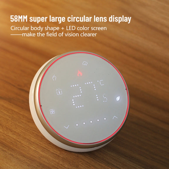 BHT-6001GAL 95-240V AC 5A Smart Round Thermostat Water Heating LED Thermostat Without WiFi(Black)