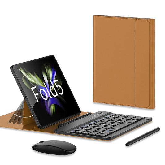 For Samsung Galaxy Z Fold5 GKK Gear Adjustment Bluetooth Keyboard + Pen + Mouse + Case Set(Brown) - free shipping - PMC Jewellery - Order now!