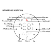 BHT-6001GBLW 95-240V AC 16A Smart Round Thermostat Electric Heating LED Thermostat With WiFi(White)