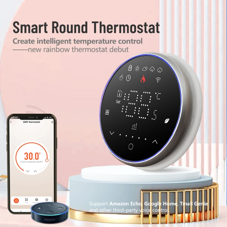 BHT-6001GBLW 95-240V AC 16A Smart Round Thermostat Electric Heating LED Thermostat With WiFi(White)