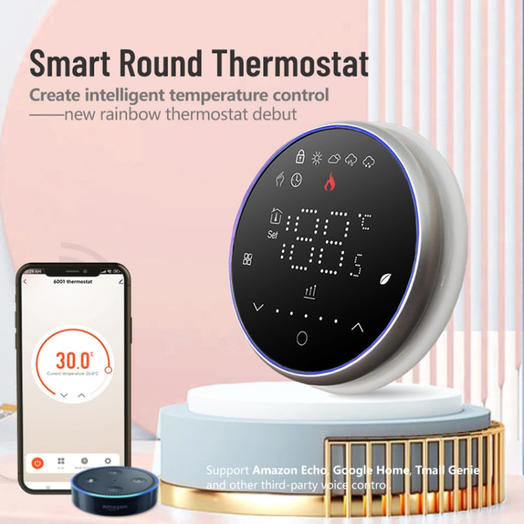 BHT-6001GCL 95-240V AC 5A Smart Round Thermostat Boiler Heating LED Thermostat Without WiFi(Black) - Thermostat & Thermometer by PMC TechLife | Online Shopping South Africa | PMC TechLife