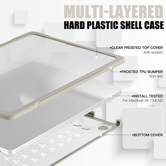 For MacBook Air 13.6 inch A2681 2022 Translucent Laptop Protective Case(Khaki)