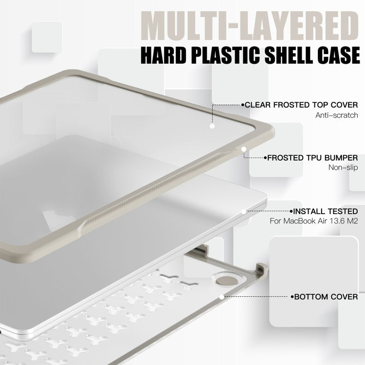 For MacBook Air 13.6 inch A2681 2022 Translucent Laptop Protective Case(Khaki)
