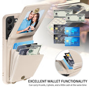 For Samsung Galaxy S21+ 5G Crossbody Lanyard Zipper Wallet Leather Phone Case(Beige)