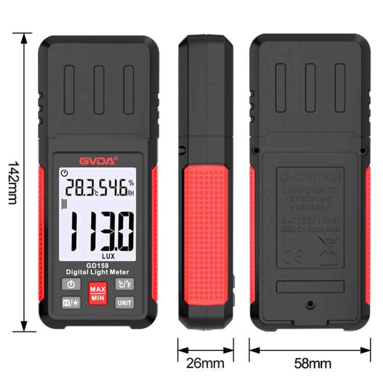 GVDA GD158 200000Lux Digital Light Meter Tester Brightness Photometer - free shipping - PMC Jewellery - Order now!