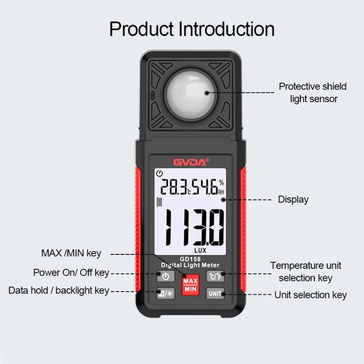 GVDA GD158 200000Lux Digital Light Meter Tester Brightness Photometer - free shipping - PMC Jewellery - Order now!