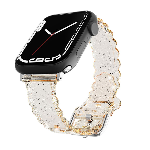 For Apple Watch 6 40mm Diamond Texture Lace Clear TPU Watch Band(Gold)