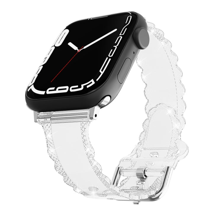 For Apple Watch 3 42mm Diamond Texture Lace Clear TPU Watch Band(Transparent) - Watch Bands by PMC TechLife | Online Shopping South Africa | PMC TechLife