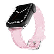 For Apple Watch 2 38mm Diamond Texture Lace Clear TPU Watch Band(Pink) - Watch Bands by PMC TechLife | Online Shopping South Africa | PMC TechLife