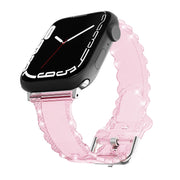 For Apple Watch 2 38mm Diamond Texture Lace Clear TPU Watch Band(Pink)