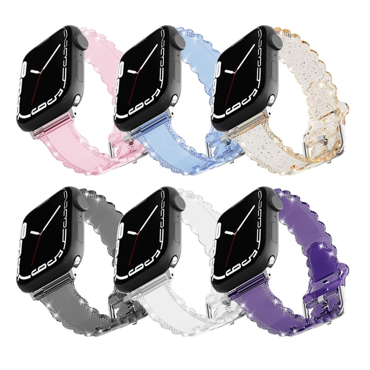 For Apple Watch SE 40mm Diamond Texture Lace Clear TPU Watch Band(Transparent)