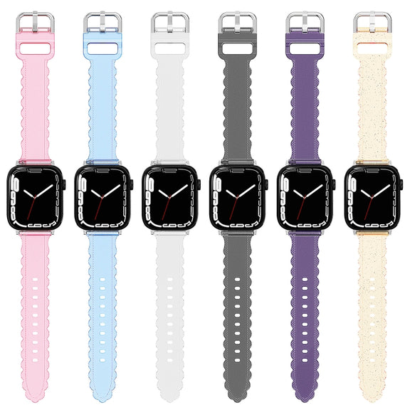 For Apple Watch 5 40mm Diamond Texture Lace Clear TPU Watch Band(Purple)