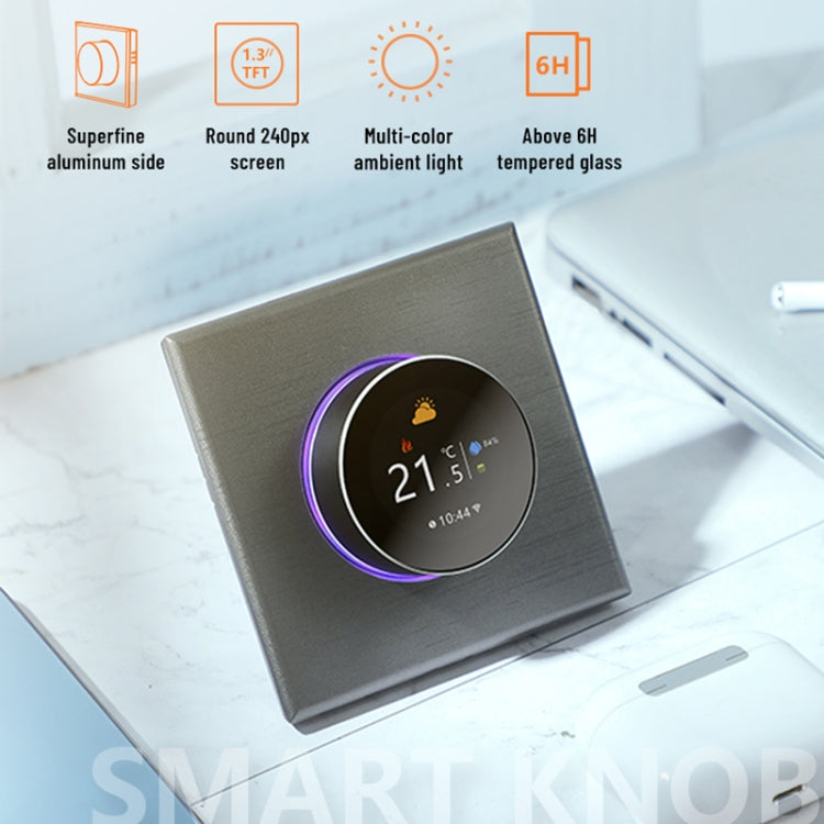 BHT-7000-GCLZB 240V AC 3A Smart Knob Thermostat Dry Junction Controller with Zigbee(Gold) - Thermostat & Thermometer by PMC Jewellery | Online Shopping South Africa | PMC Jewellery