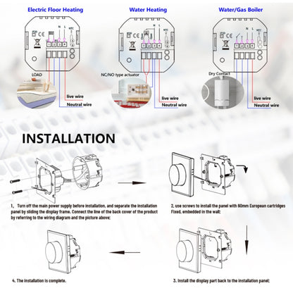 BHT-7000-GCLZB 240V AC 3A Smart Knob Thermostat Dry Junction Controller with Zigbee(Gold) - Thermostat & Thermometer by PMC Jewellery | Online Shopping South Africa | PMC Jewellery