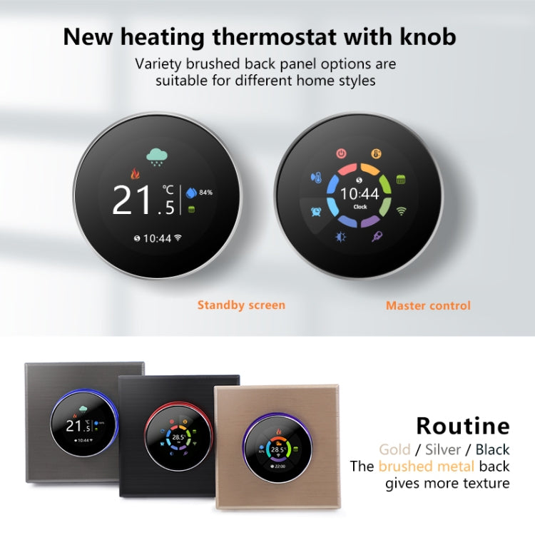 BHT-7000-GCLZB 240V AC 3A Smart Knob Thermostat Dry Junction Controller with Zigbee(Gold)