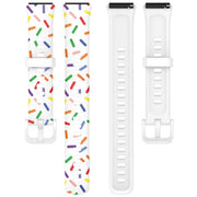 For Huawei Band 7 Sports Rainbow Dots Silicone Watch Band(White)