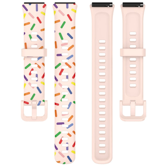 For Huawei Band 7 Sports Rainbow Dots Silicone Watch Band(Light Pink)
