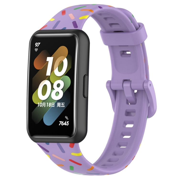 For Huawei Band 7 Sports Rainbow Dots Silicone Watch Band(Purple) - Watch Bands by PMC TechLife | Online Shopping South Africa | PMC TechLife
