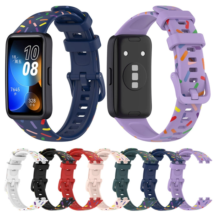 For Huawei Band 10 / 9 / 8 Sports Rainbow Dots Silicone Watch Band(Light Pink)