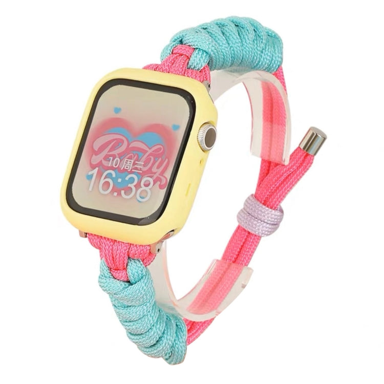For Apple Watch 8 41mm Twist Knotted Nylon Watch Band(Mint Green Rose Red) - Watch Bands by PMC TechLife | Online Shopping South Africa | PMC TechLife